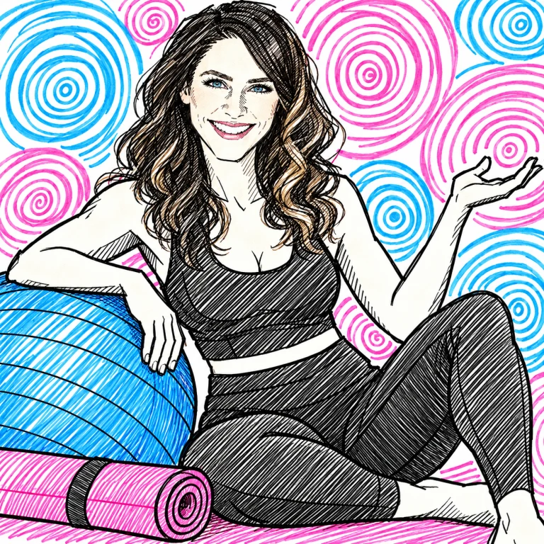 Illustrated interpretation of Rebecca bringing encouragement to a Pilates practice